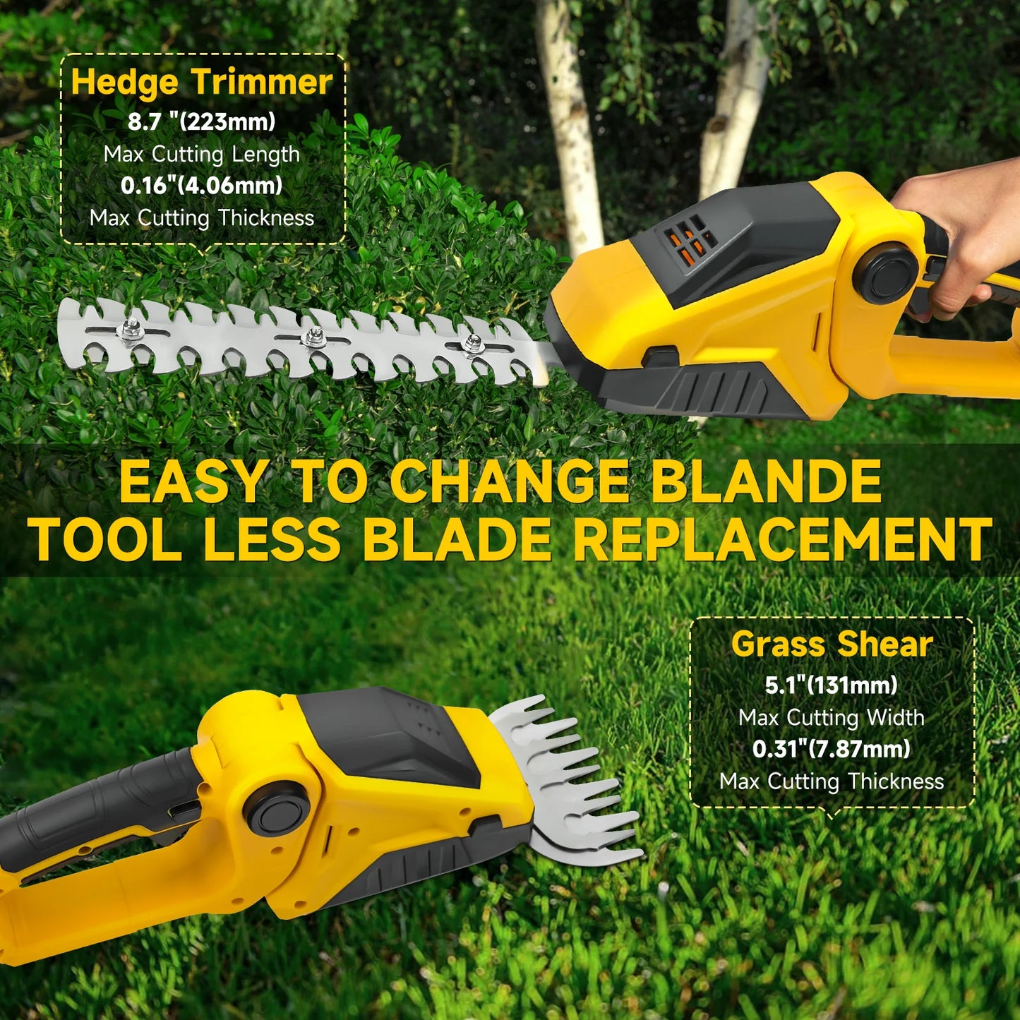 DeWalt Compatible 18V 20V Max Cordless Hedge Trimmer Grass Trimmer Bush Trimmer Garden Shears
