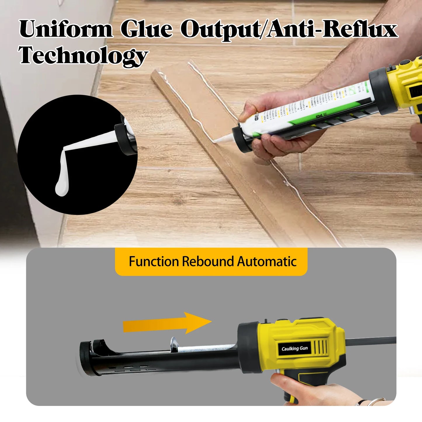 Cordless Caulking Gun 4 Speed with LED Light For Makita/Dewalt/Milwaukee Batteries.