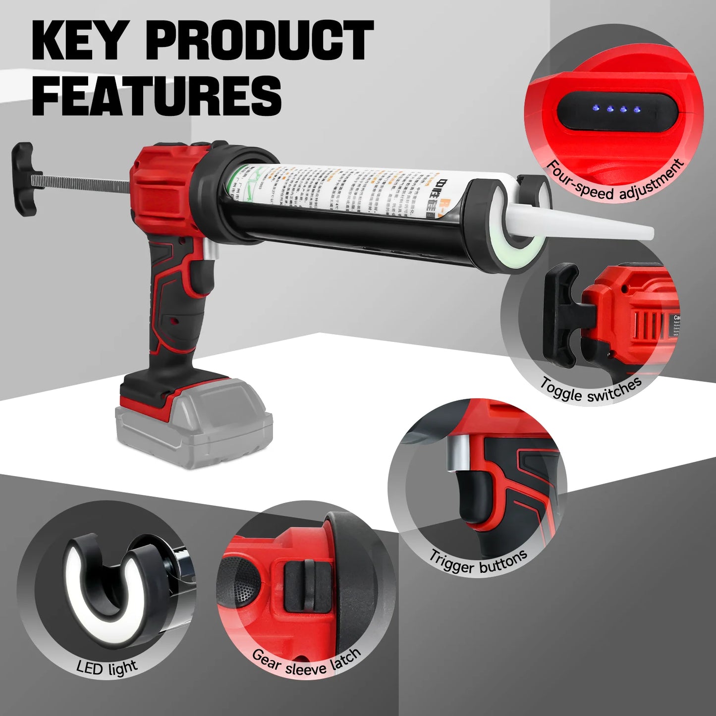 Milwaukee compatible 18V Caulking Gun 10oz/300ml 4 Speed
