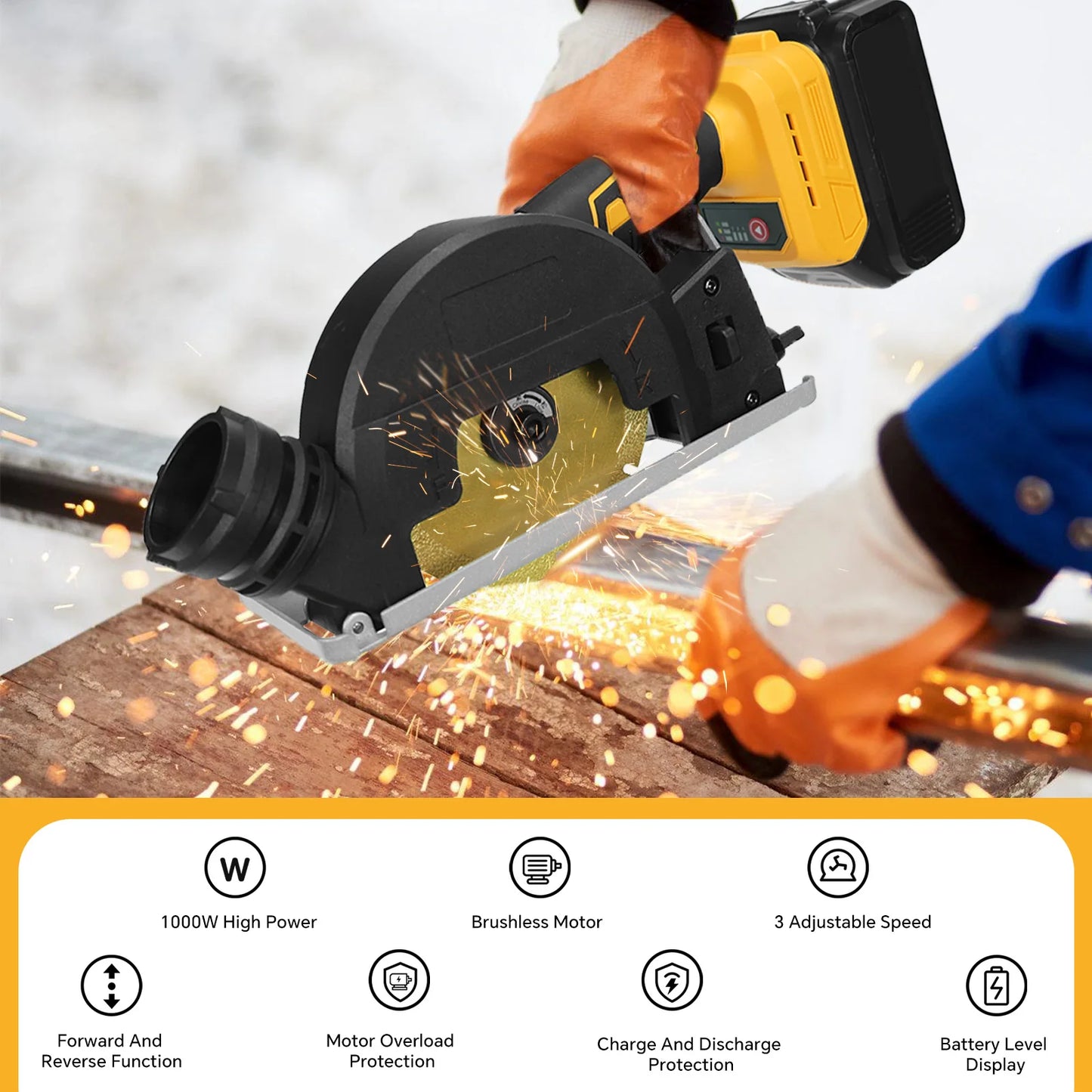 DeWalt Compatible 18V 20V Max 3 speed 1000W Brushless Electric Circular Saw