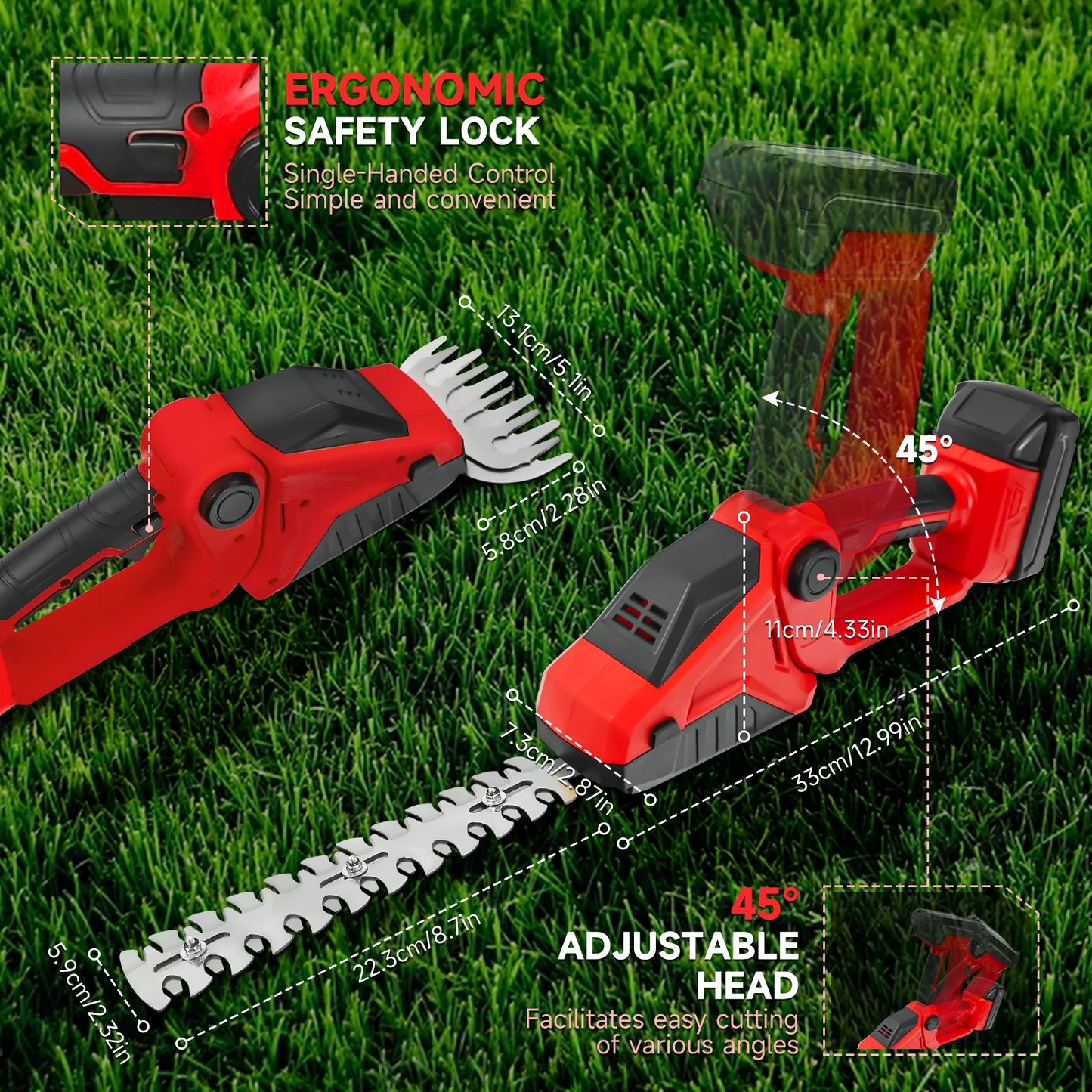 Milwaukee compatible 18V Hedge Trimmer Grass Trimmer Bush Trimmer Garden Shears