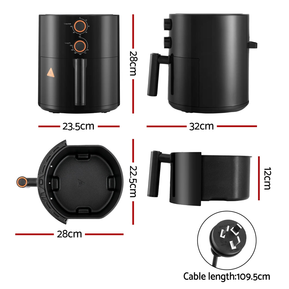 Air Fryer Knob Control 1500W Devanti 4L