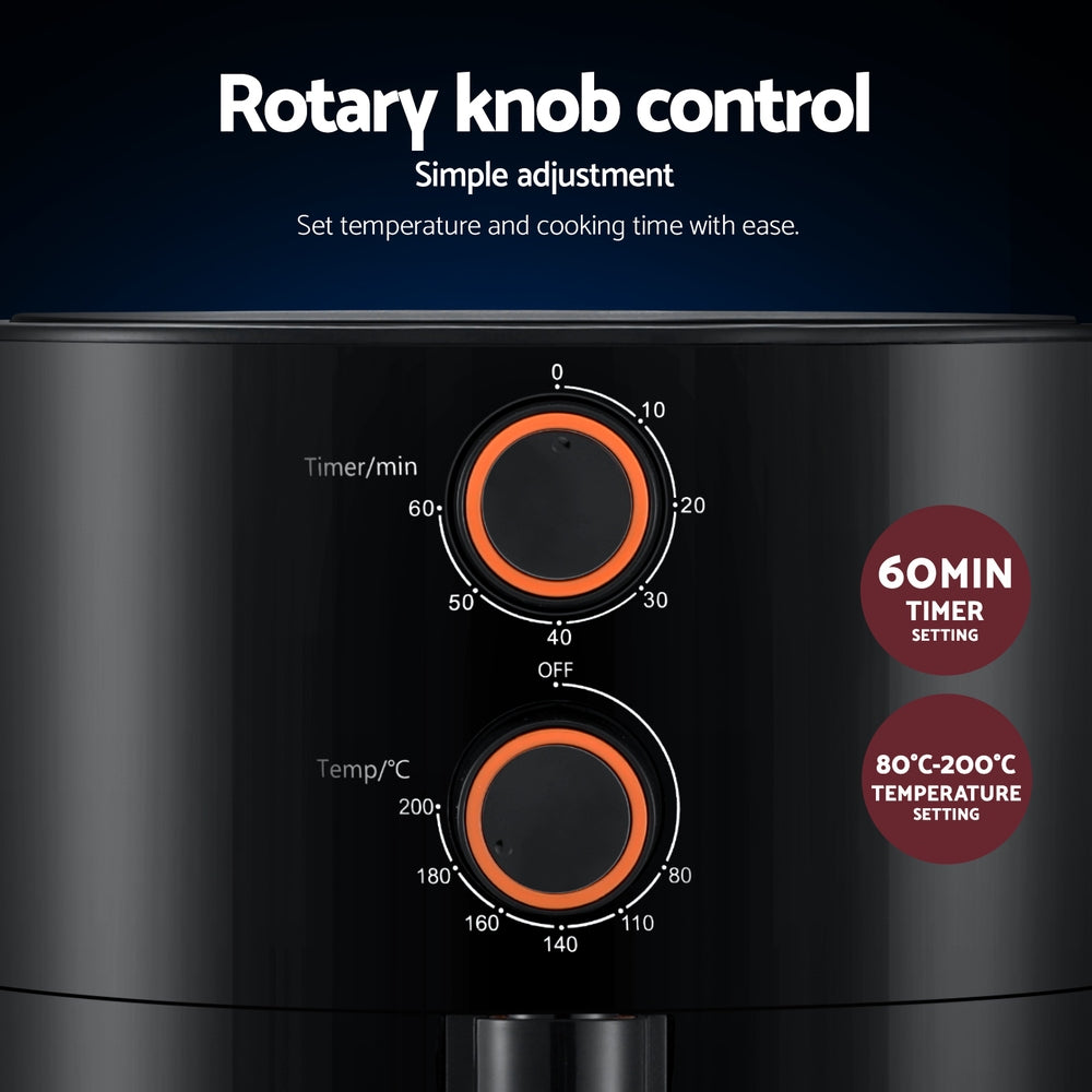 Air Fryer Knob Control 1500W Devanti 4L