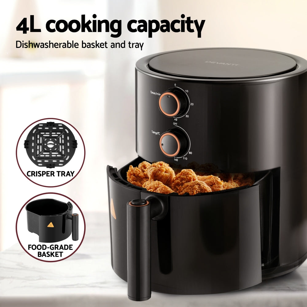 Air Fryer Knob Control 1500W Devanti 4L