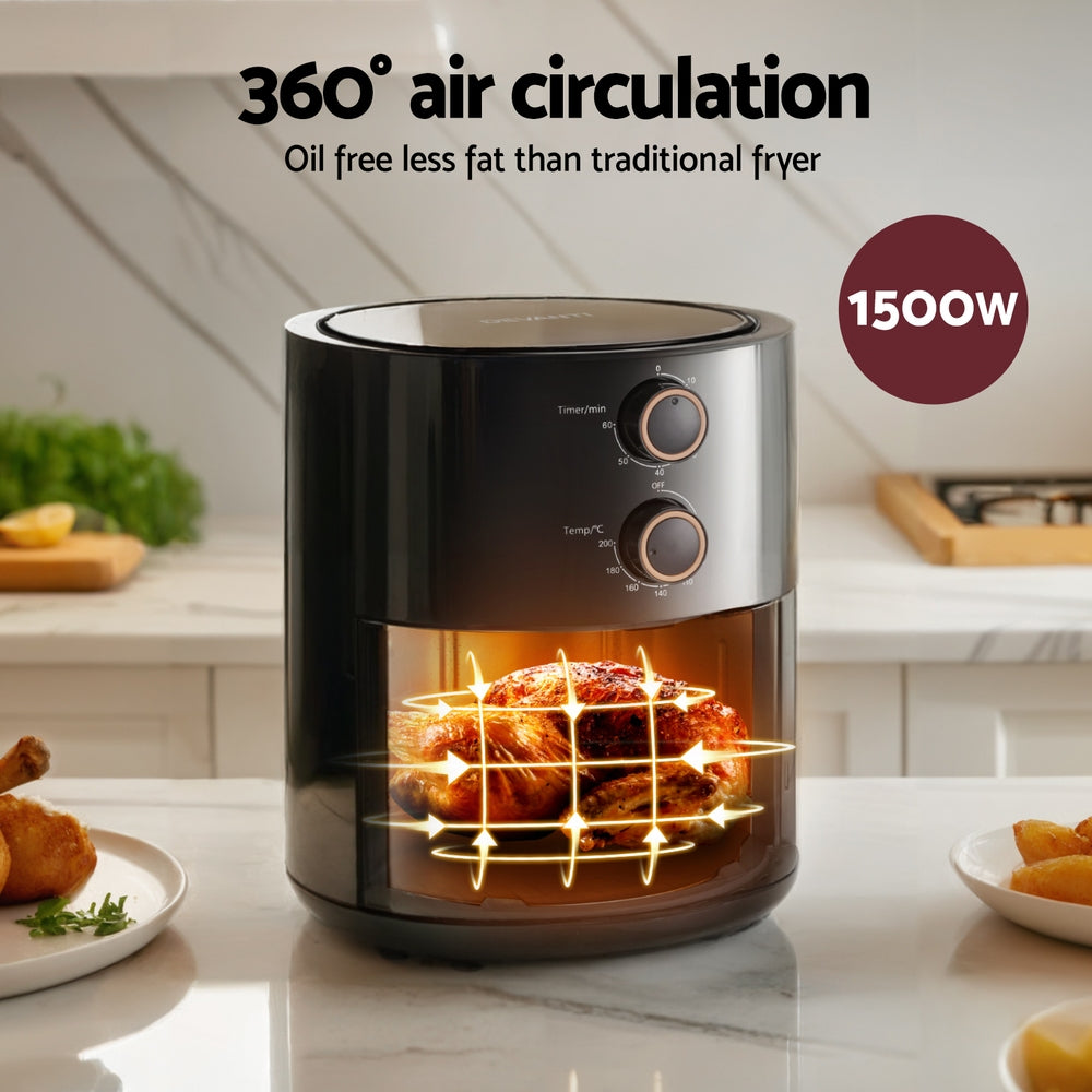 Air Fryer Knob Control 1500W Devanti 4L