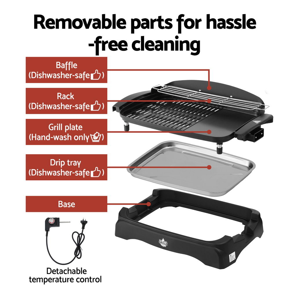 Electric BBQ Grill Non-stick Plate for Indoor Outdoor Grillz 1950W