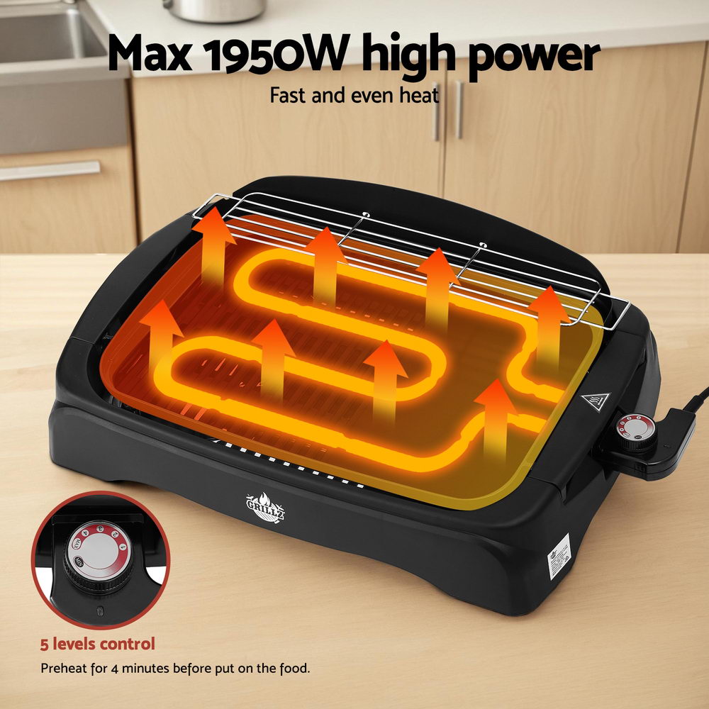 Electric BBQ Grill Non-stick Plate for Indoor Outdoor Grillz 1950W