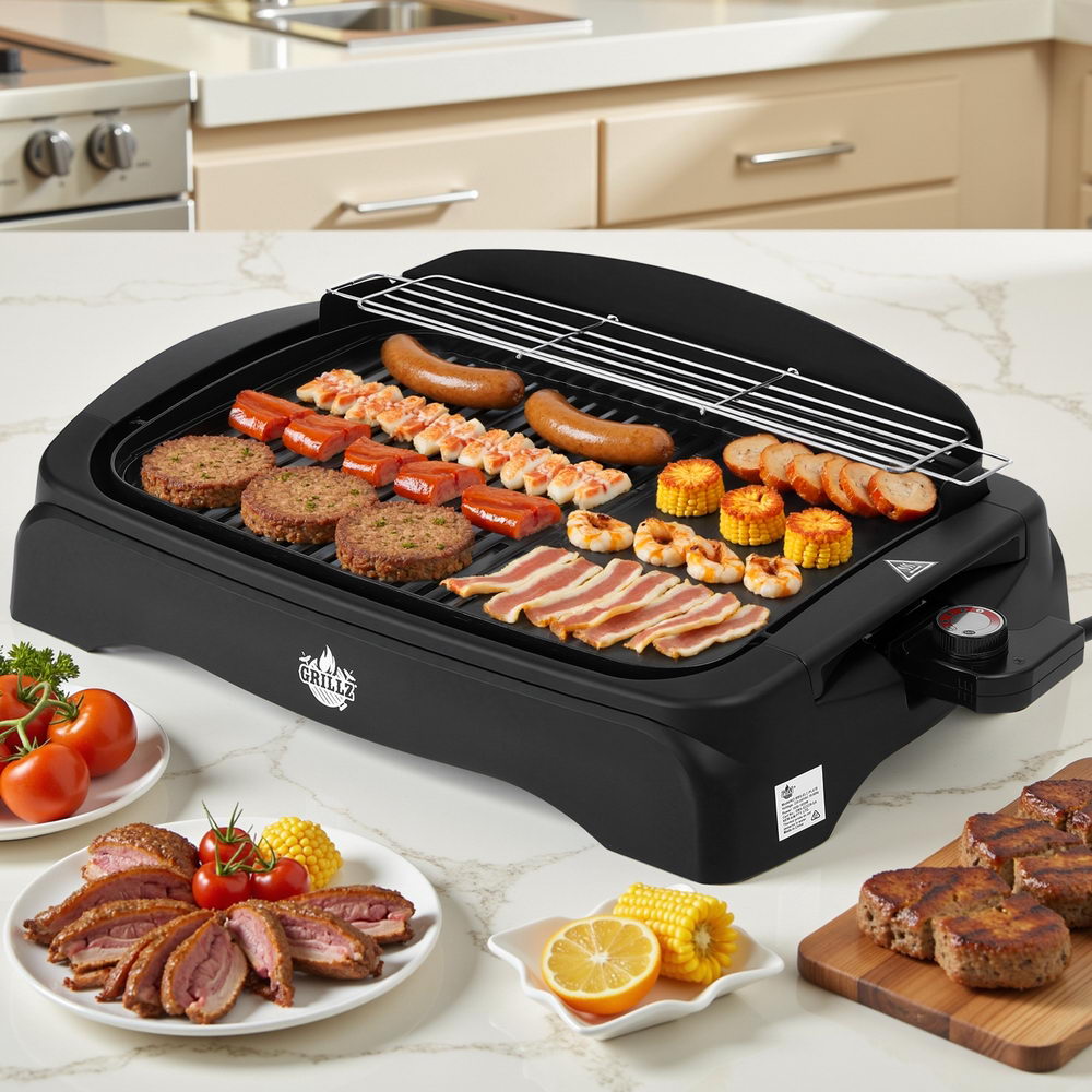 Electric BBQ Grill Non-stick Plate for Indoor Outdoor Grillz 1950W