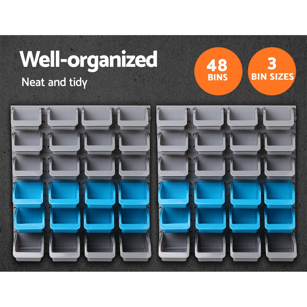 ***Free Shipping*** Giantz 48 Storage Bin Rack Wall Mounted Steel Board.