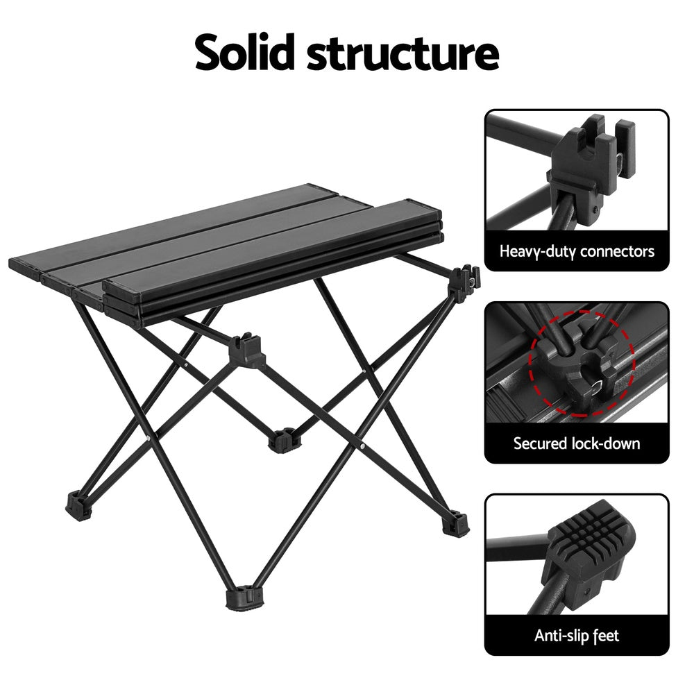 Camping Table 40CM Roll Up Outdoor Picnic BBQ Aluminium Desk Weisshorn Folding