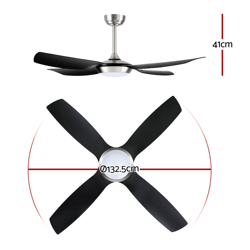 Ceiling Fan Devanti 52'' DC Motor w/Light w/Remote Black