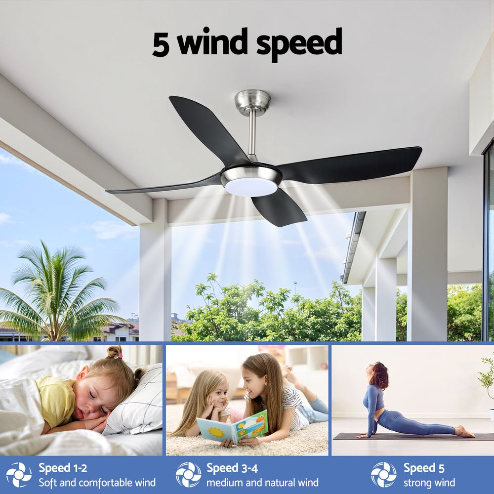 Ceiling Fan Devanti 52'' DC Motor w/Light w/Remote Black