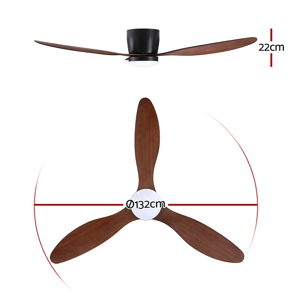 Ceiling Fan Devanti 52'' DC Motor w/Light w/Remote - Dark Wood