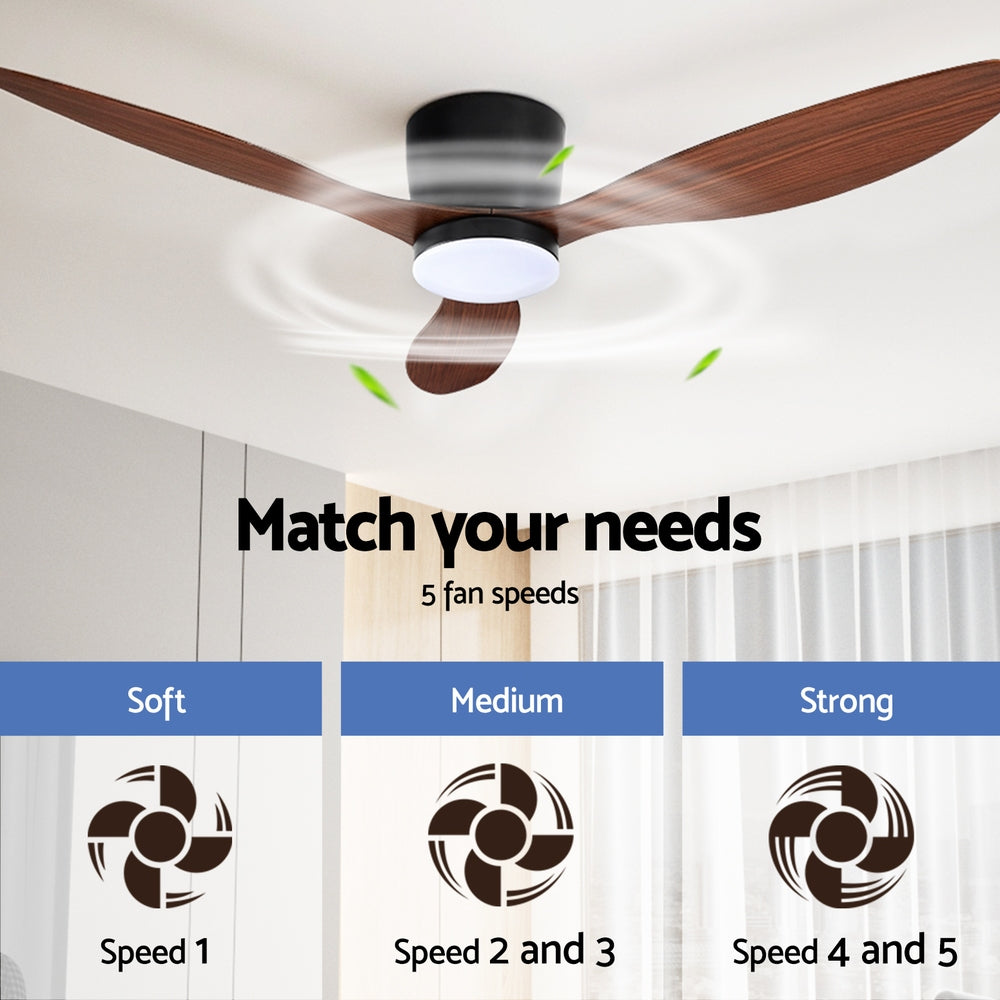 Ceiling Fan Devanti 52'' DC Motor w/Light w/Remote - Dark Wood