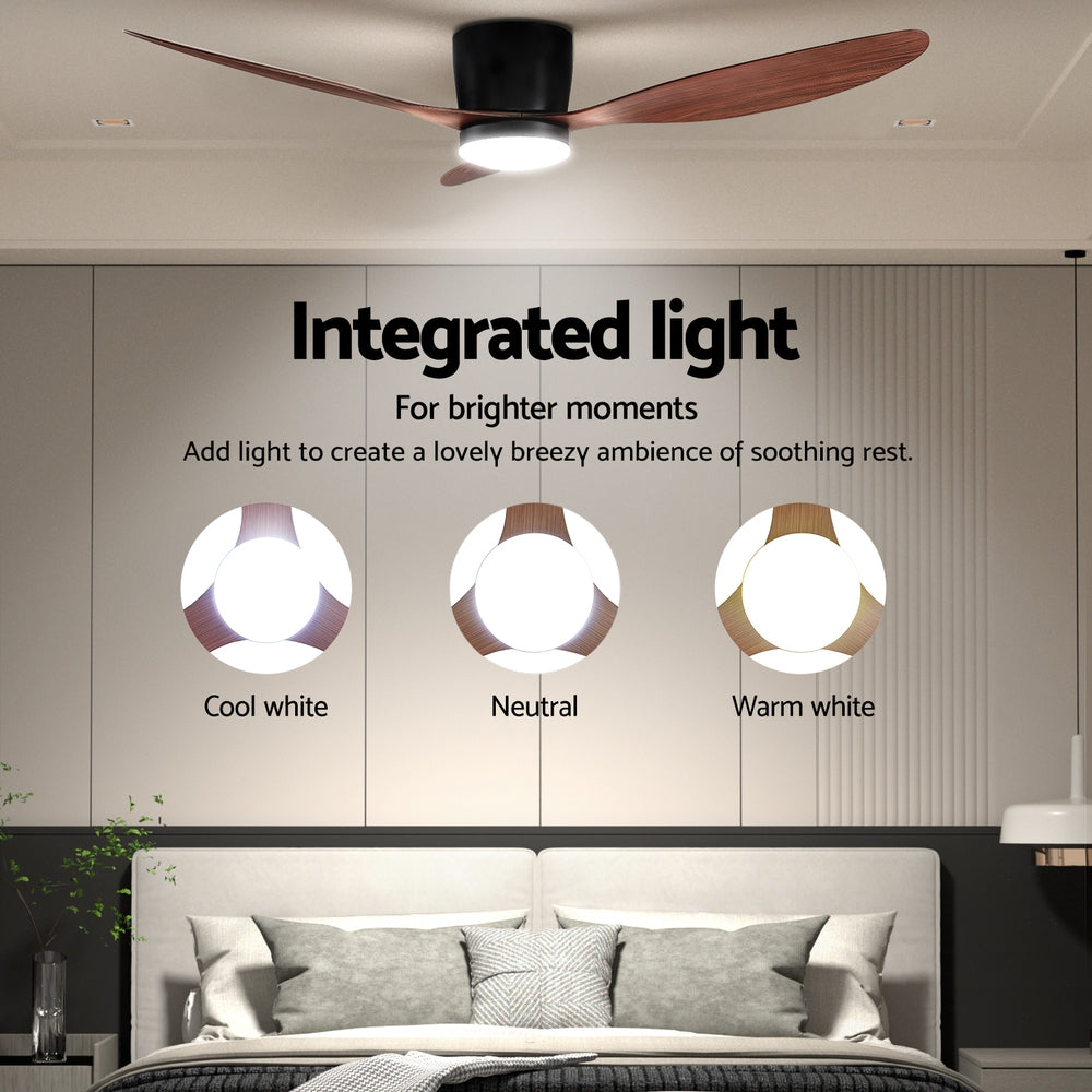 Ceiling Fan Devanti 52'' DC Motor w/Light w/Remote - Dark Wood