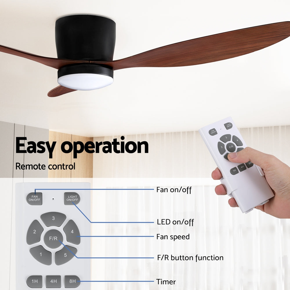 Ceiling Fan Devanti 52'' DC Motor w/Light w/Remote - Dark Wood