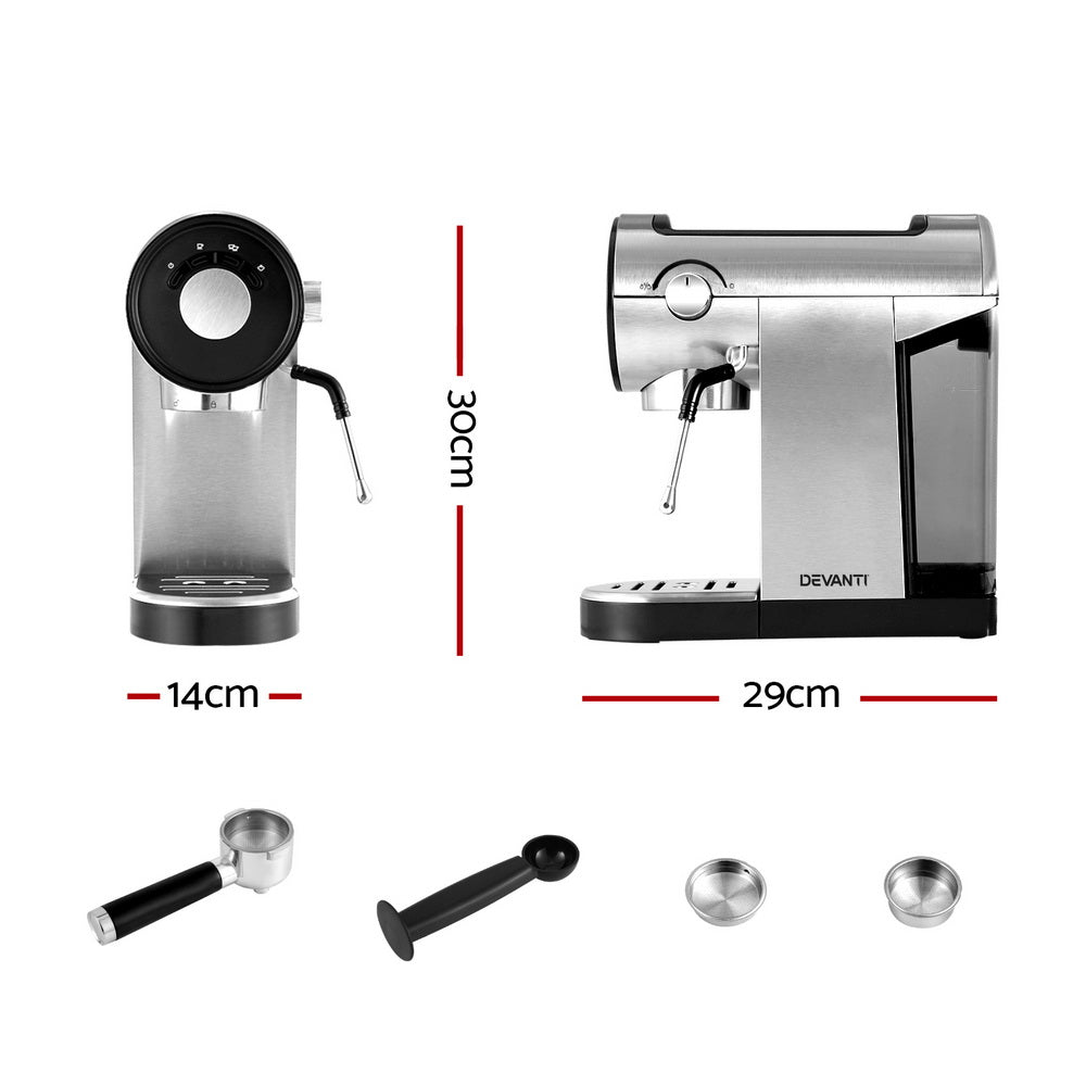 Coffee Machine Devanti 20 Bar Espresso Cafe Maker