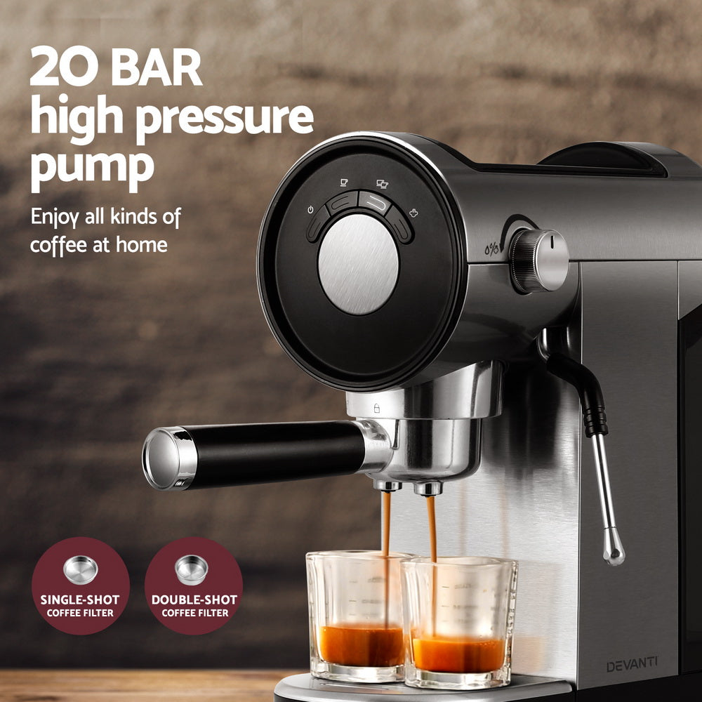 Coffee Machine Devanti 20 Bar Espresso Cafe Maker