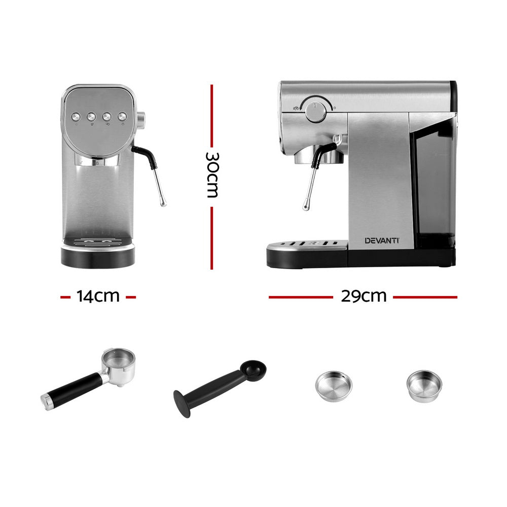 Coffee Machine Devanti 20 Bar Espresso Cafe Maker