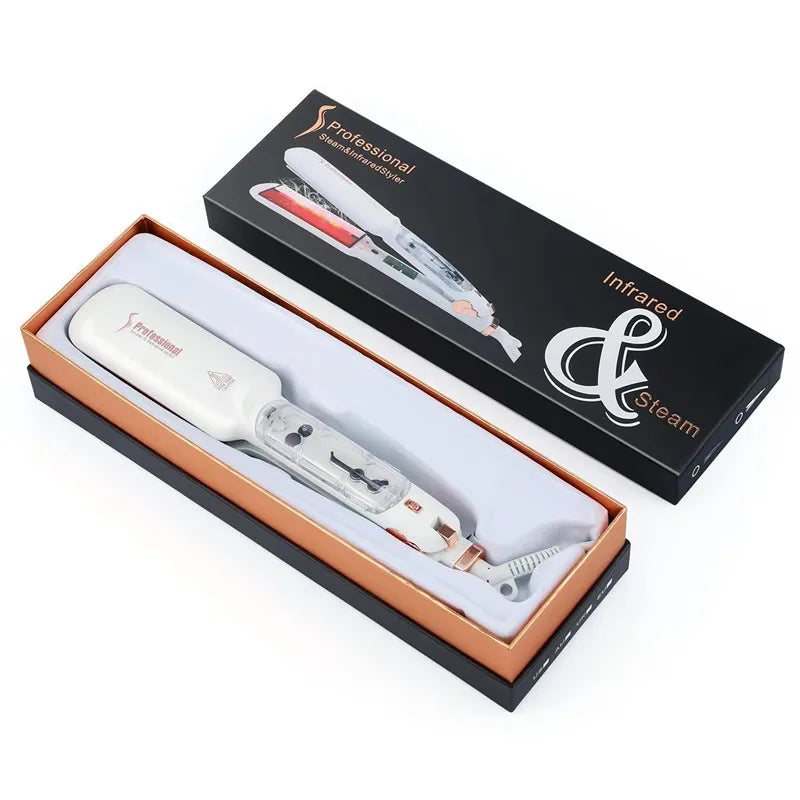 Hair straightener 230°C Professional Steam Hair Straightener Infrared Care Ceramic Coated 2-Inch-Wide Plates for Salon Straightening Styling