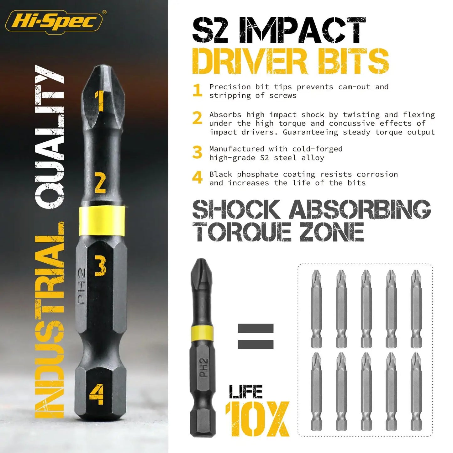 Hi-Spec 44pc Impact Driver Screw Bit Set
