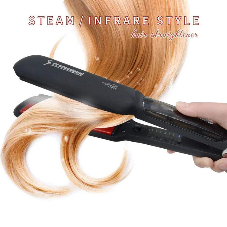 Hair straightener 230°C Professional Steam Hair Straightener Infrared Care Ceramic Coated 2-Inch-Wide Plates for Salon Straightening Styling