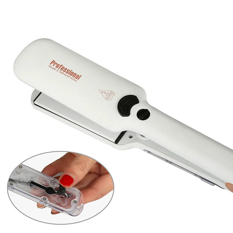 Hair straightener 230°C Professional Steam Hair Straightener Infrared Care Ceramic Coated 2-Inch-Wide Plates for Salon Straightening Styling