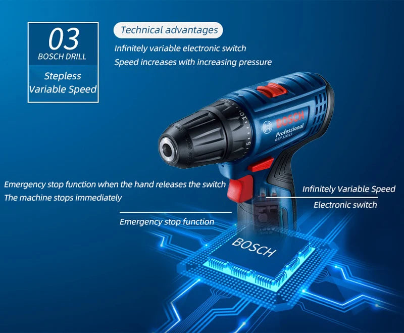 Bosch Professional Cordless Drill GSR 120-LI 12V Multi-Function Electric Driver Electric Screwdriver Power Tool (Bare Tool)