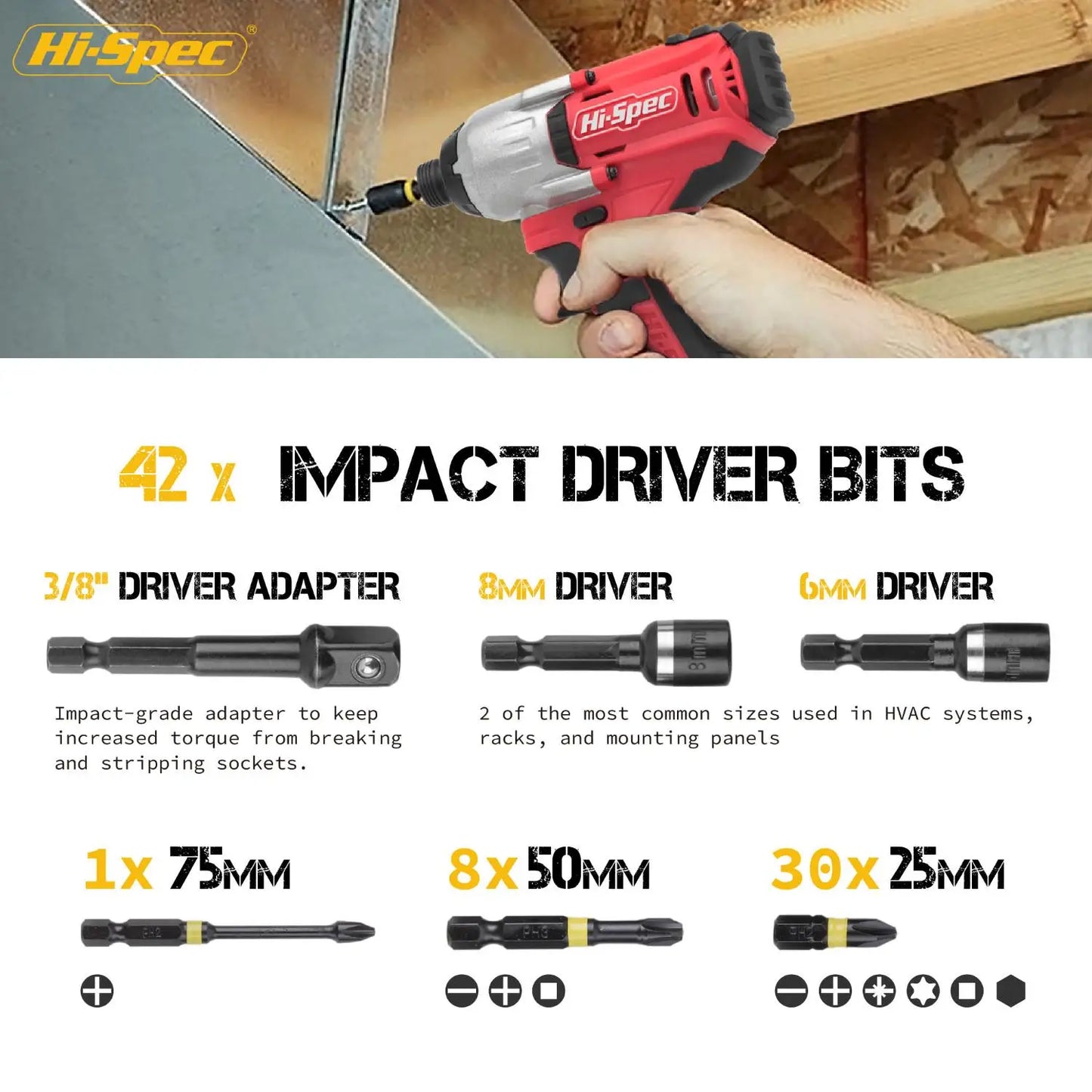 Hi-Spec 44pc Impact Driver Screw Bit Set