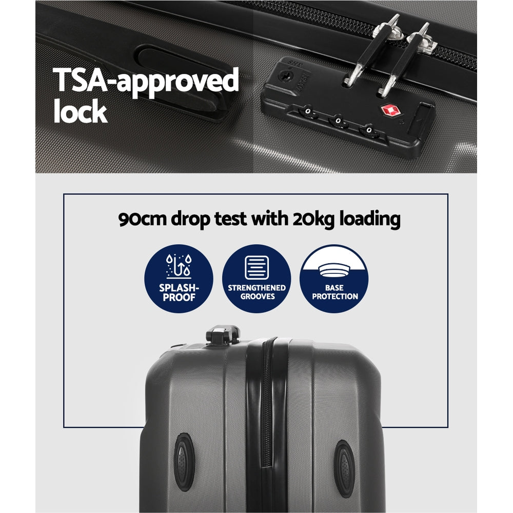 Wanderlite 2 Set 20 Inch Luggage Case with 12 Inch Handheld Luggage Box Hard Shell Travel Suitcase TSA Lock Dark Grey