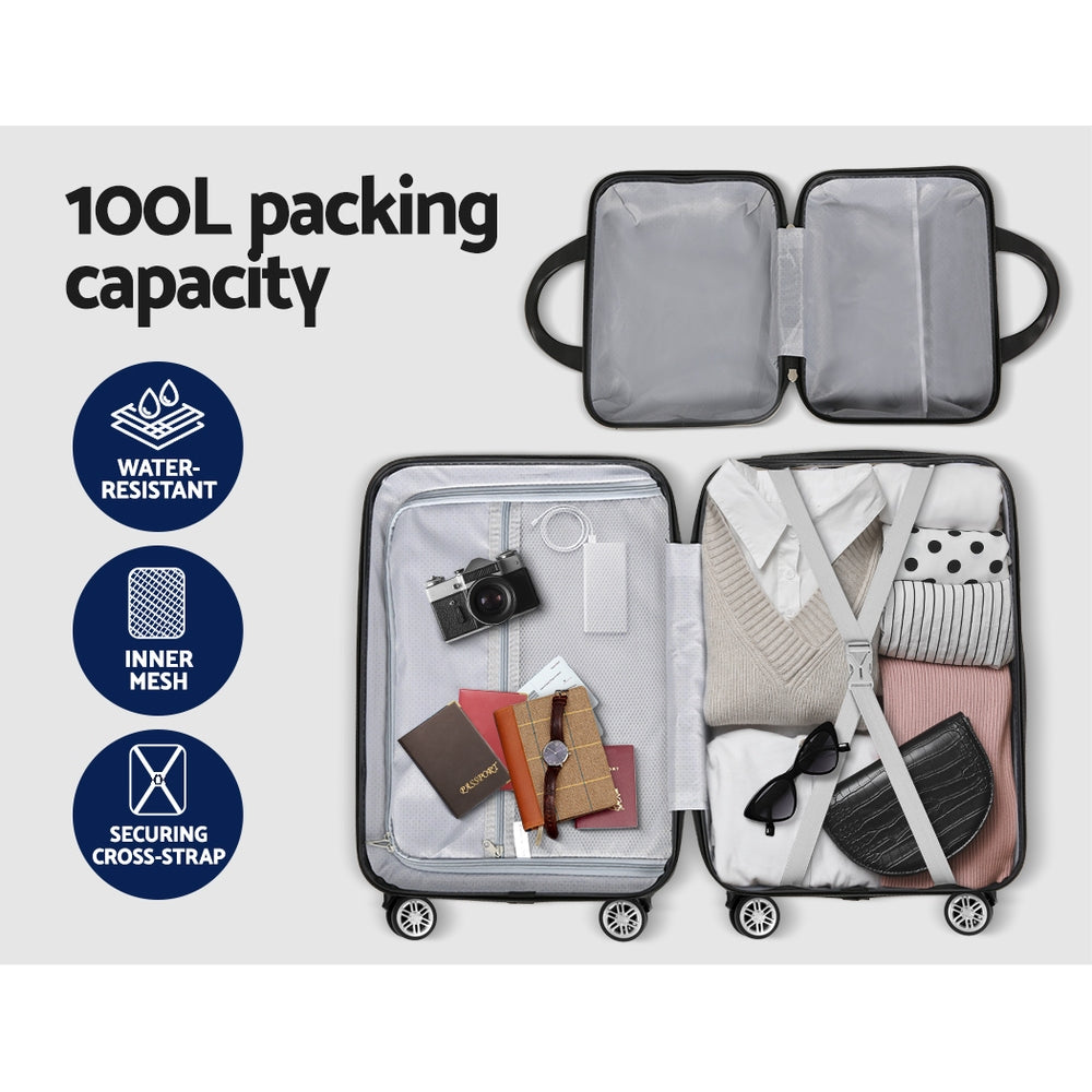 Wanderlite 2 Set 20 Inch Luggage Case with 12 Inch Handheld Luggage Box Hard Shell Travel Suitcase TSA Lock Dark Grey