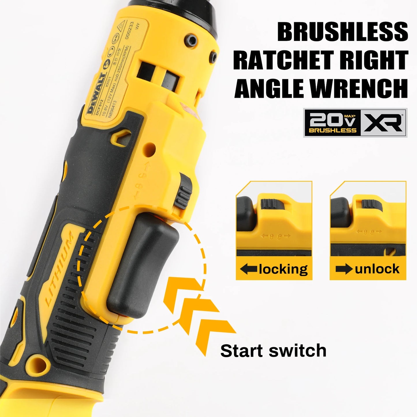 Dewalt DCF512 20V brushless right-angle ratchet wrench 95N.