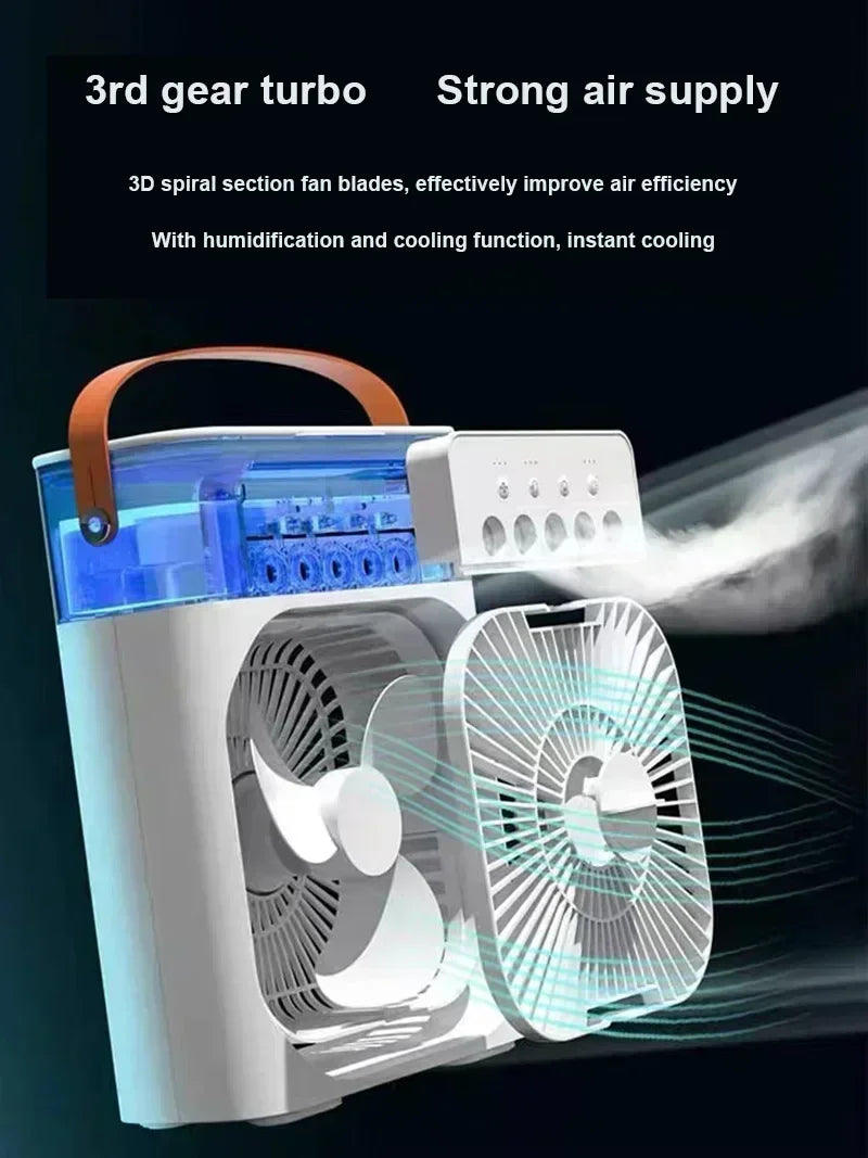 Portable Fan Air Conditioner: 3-in-1 Design with Humidifier USB Electric LED Night Light