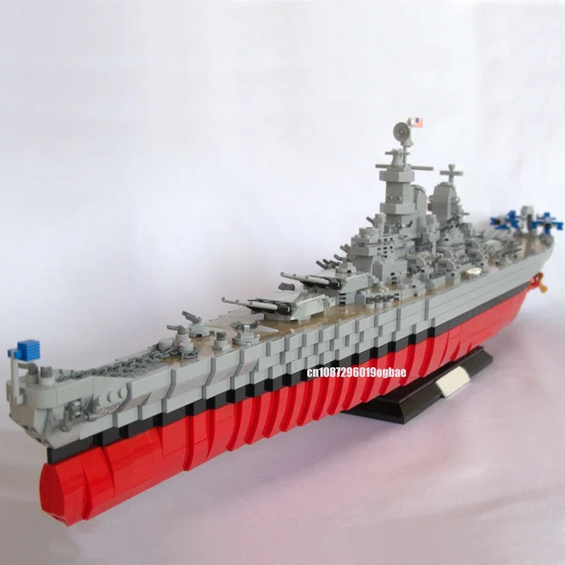 Missouri JV 3306PCS WW2 Military MOC 1:300 scale Iowa-Class Battleship USS Missouri warship Model DIY creative ideas Toy AssemblyPuzzle Gift