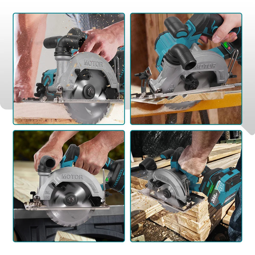 Makita Compatible 18V 6 Inch Brushless Circular Saw 45° Adjustable Digital Display Cutting Power Tool For Makita 18V Battery Pin