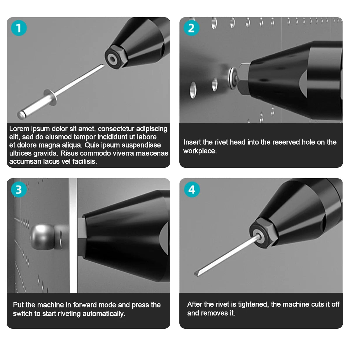 Makita compatible 18V Gisam 25000N Brushless 18V Electric Rivet Gun Cordless Rivet Nut Gun Drill Insert Automatic Riveting Tool For Makita 18V Battery Pin