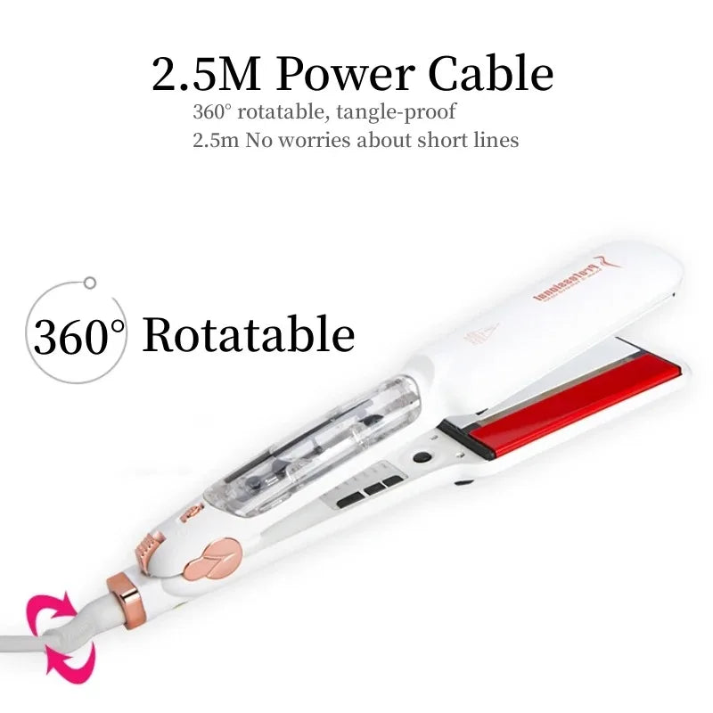 Hair straightener 230°C Professional Steam Hair Straightener Infrared Care Ceramic Coated 2-Inch-Wide Plates for Salon Straightening Styling