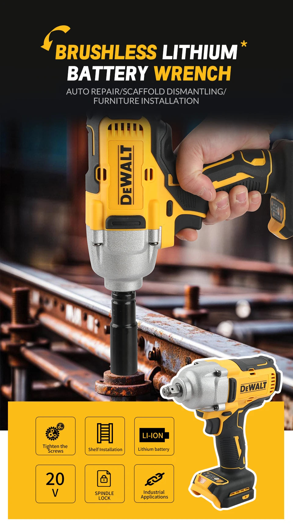 DEWALT DCF900 Impact Wrench 1/2" Inch High Torque With Hog Ring Anvil