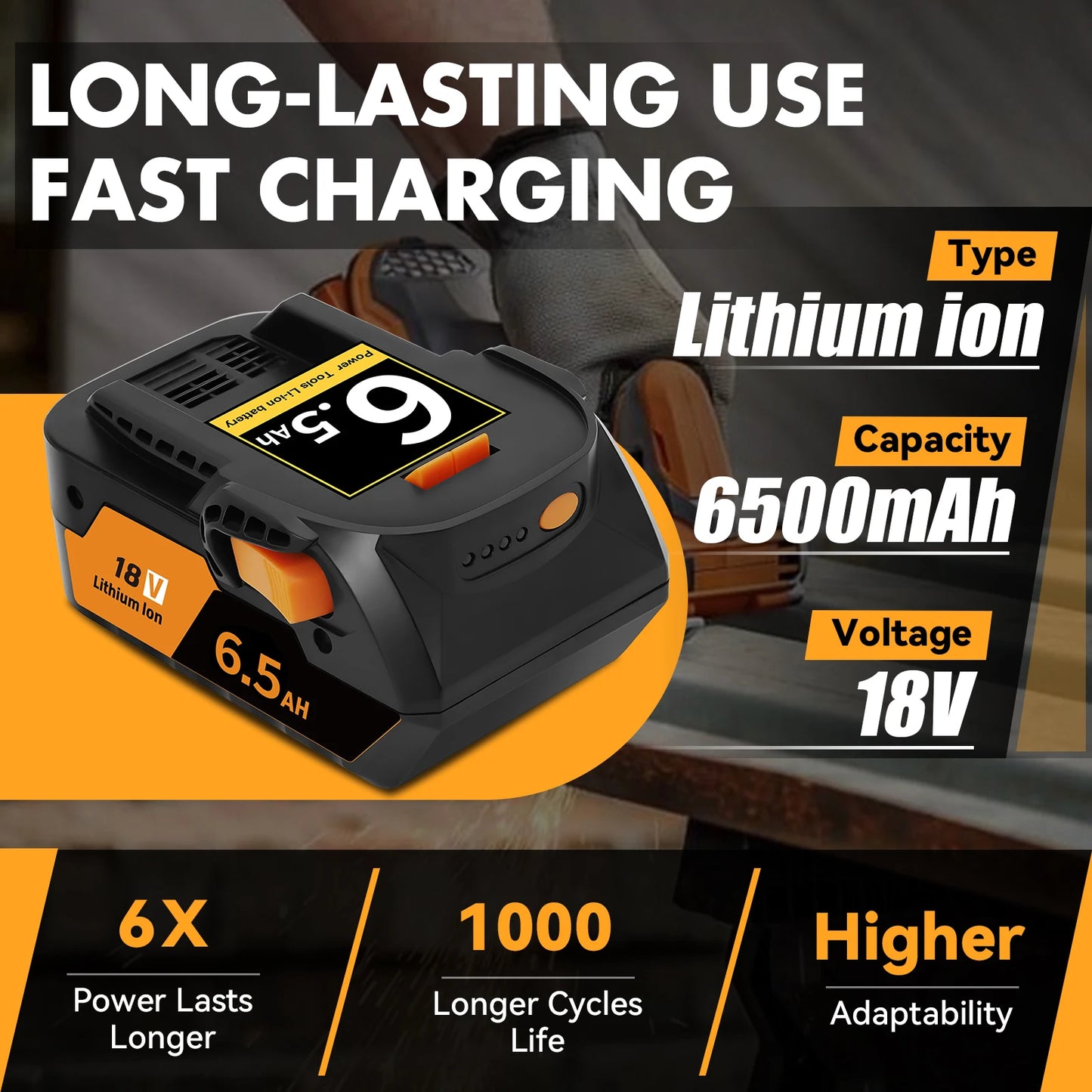 AEG and Ridgid 6.5AH Li-ion 18V Battery for RIDGID AEG R840087 Battery R840083 R840085 R840086 Capacity 6.0/4.0ah Rechargeable Power Tool Series AEG Series