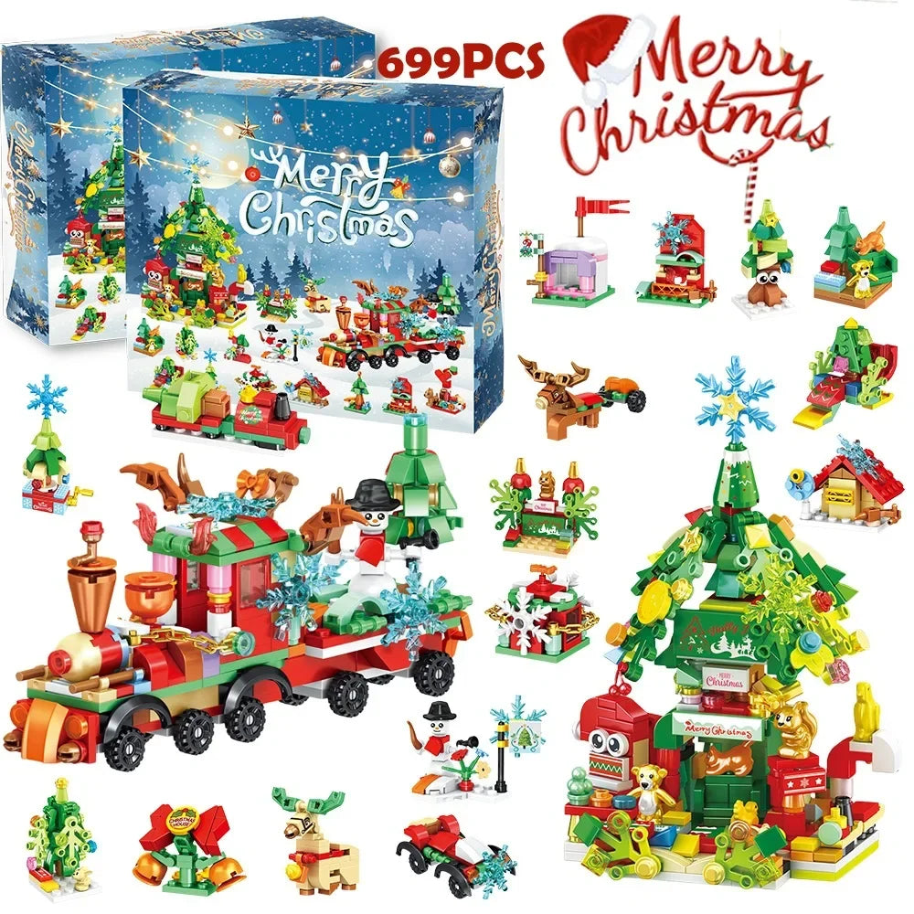 Christmas Advent Calendar JV Box DIY Christmas Tree Train Jesus set Kids 24Days Countdown Calendar New Year Party Christmas Gifts