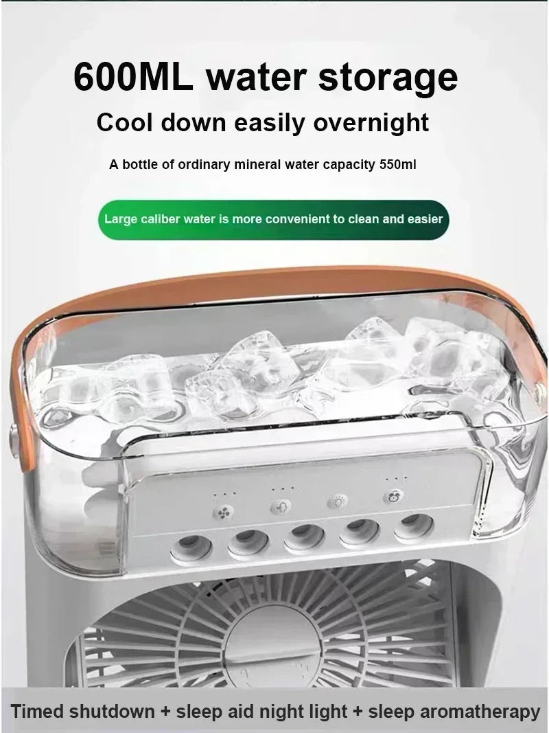 Fan 2025 Portable Humidifier Fan Air Conditioners USB Electric Fan LED Night Light Water Mist Fun 3 In 1 Air Cooler Humidifie For