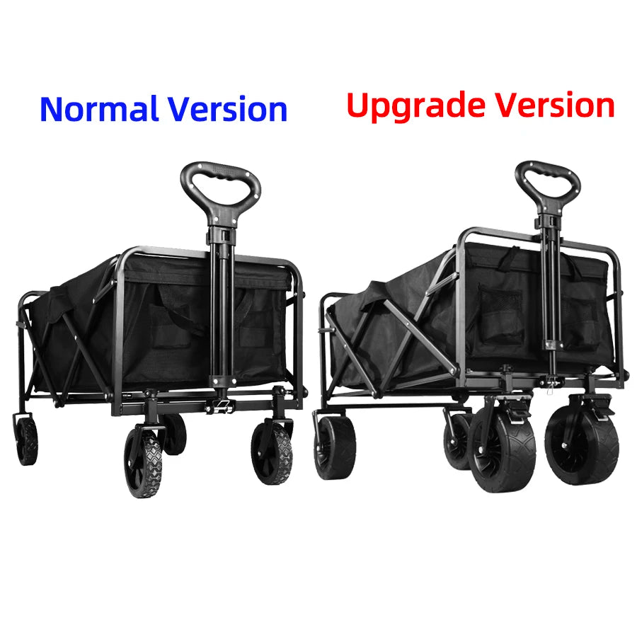 Trolley wagon JV Large Weight Capacity Heavy Duty Cart Collapsible Folding Beach Wagon with Big All-Terrain Wheels Outdoor Camping Equipment