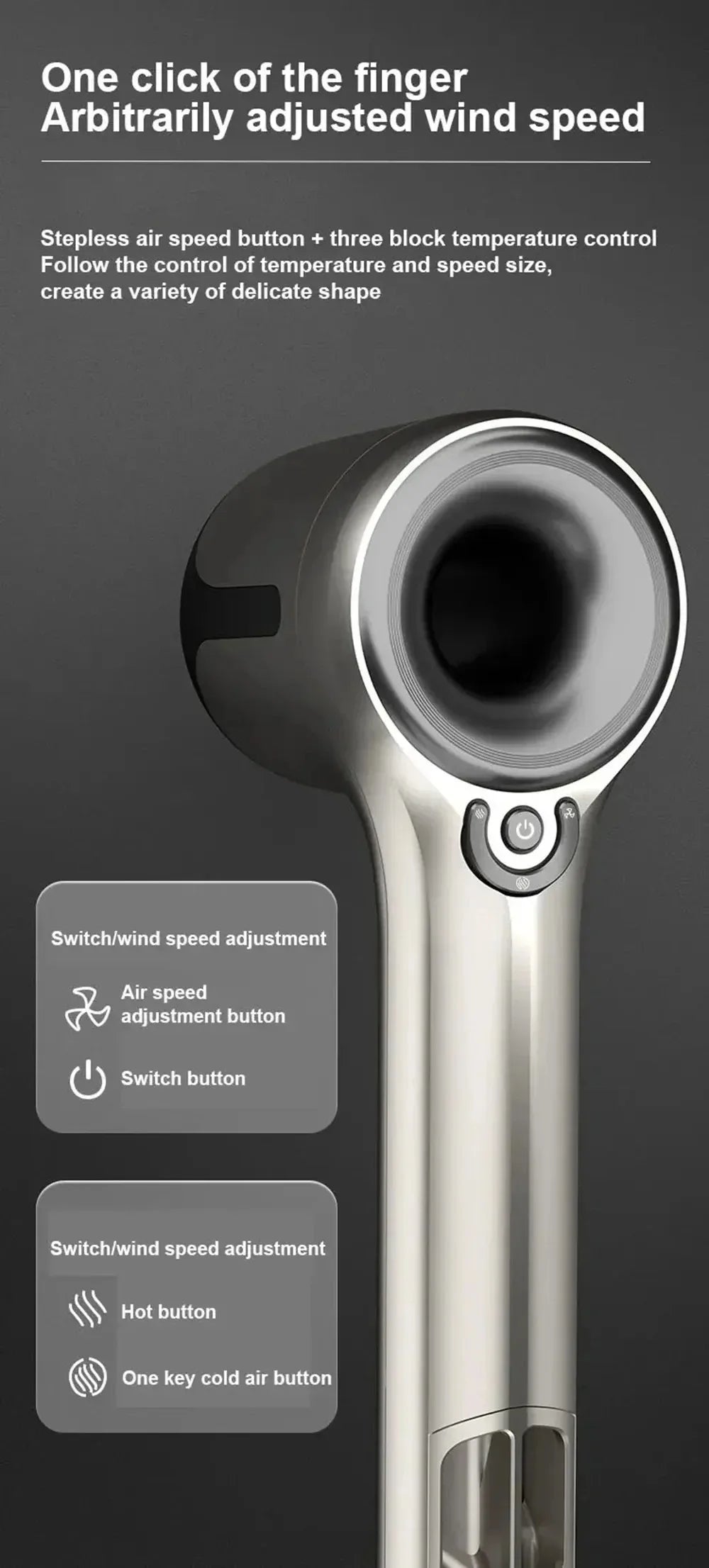 Hair Dryer Professional 110000RPM Leafless Hair Dryer Negative Ion High Speed Electric Hair Dryer