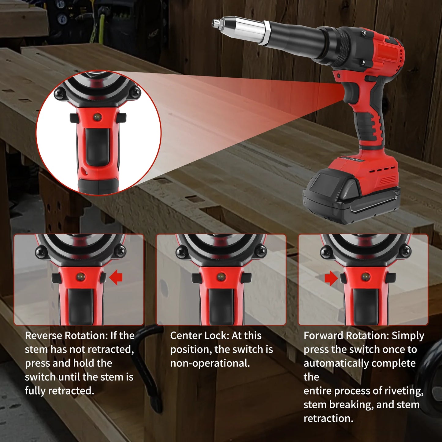 Milwaukee compatible Brushless Electric Rivet Gun 2.4-4.8mm