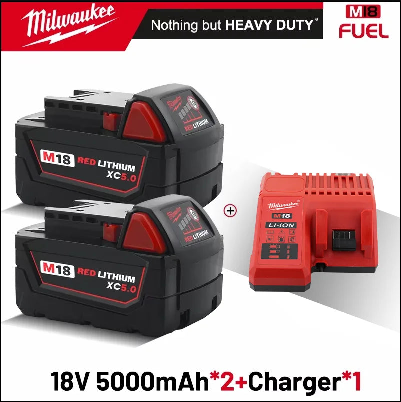 Milwaukee 5.0ah Original M18 B5 18V Li-ion Battery 1pk, 2pk 3pk and charger options