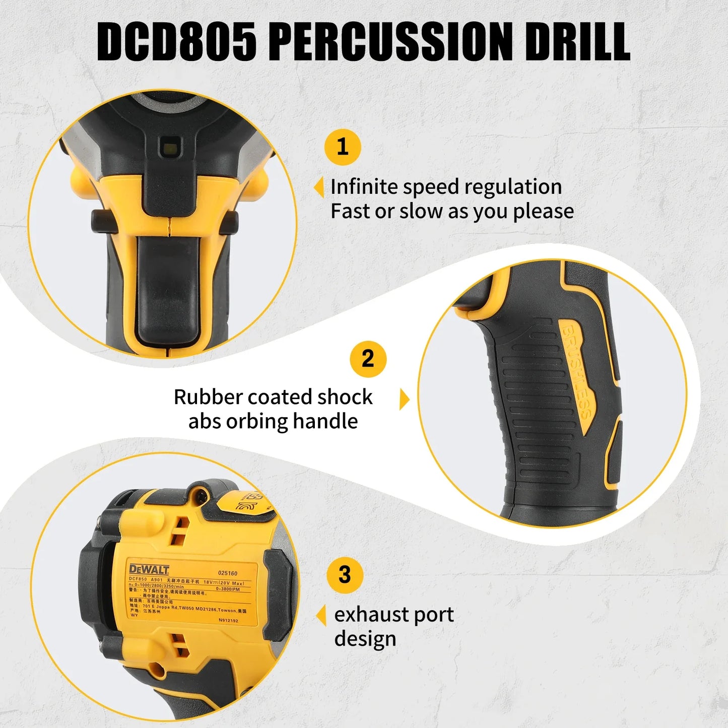 DeWalt DCF850 18V - 20V Brushless Compact Impact Driver - Bare Unit