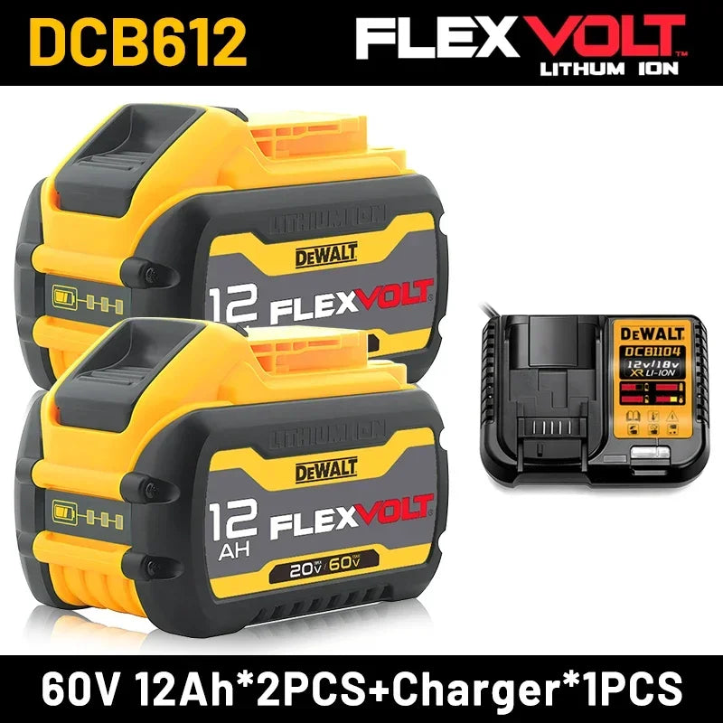 DeWalt original 12Ah 18V/20V-60V Flex Volt battery - 1Pk, 2Pk, 3Pk, 4Pk and Charger options