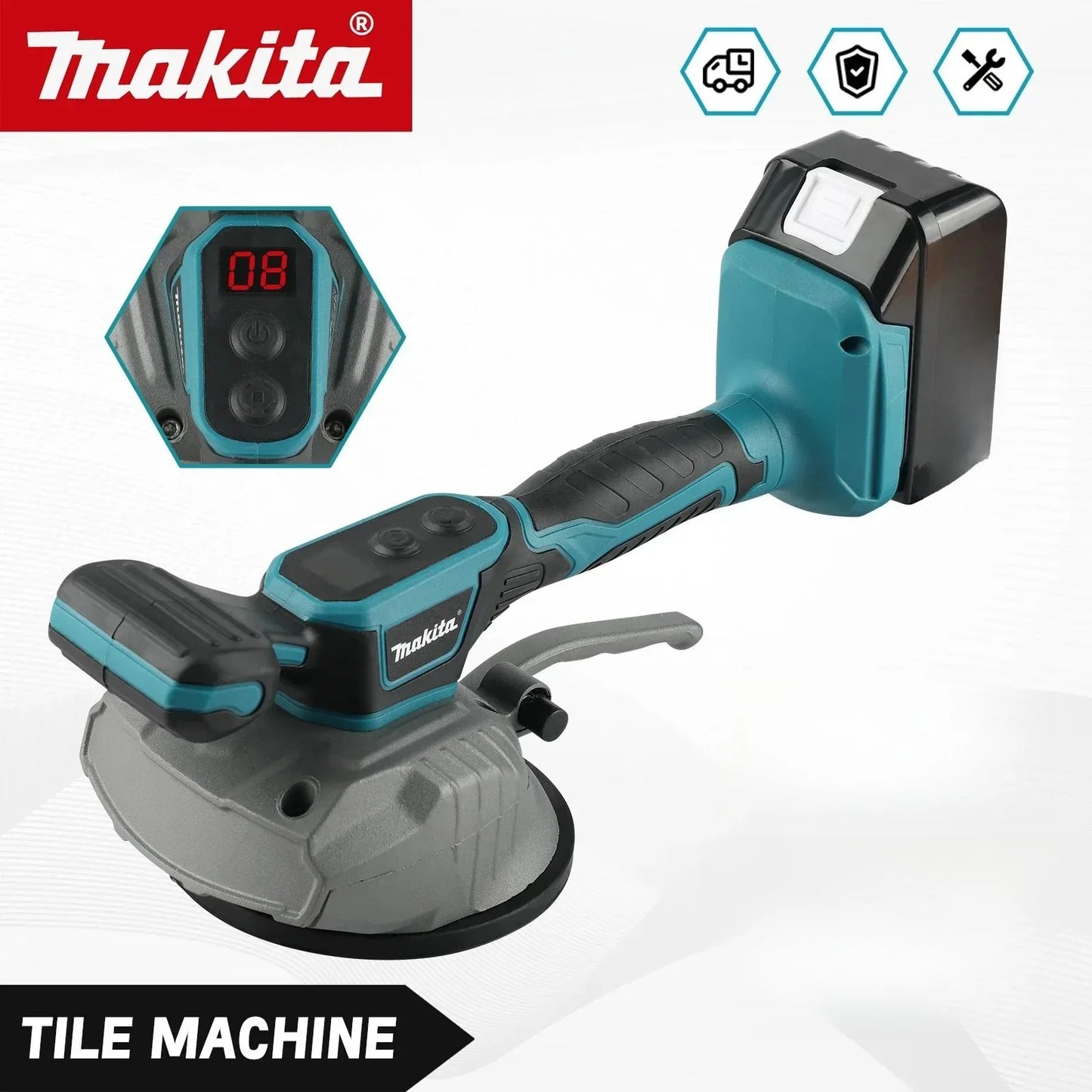 Makita 18V BPJ-355 18V Tile Laying Machine with 8 Speed Adjustment High Capacity for Wall & Floor Vibration Home Decoration Tool