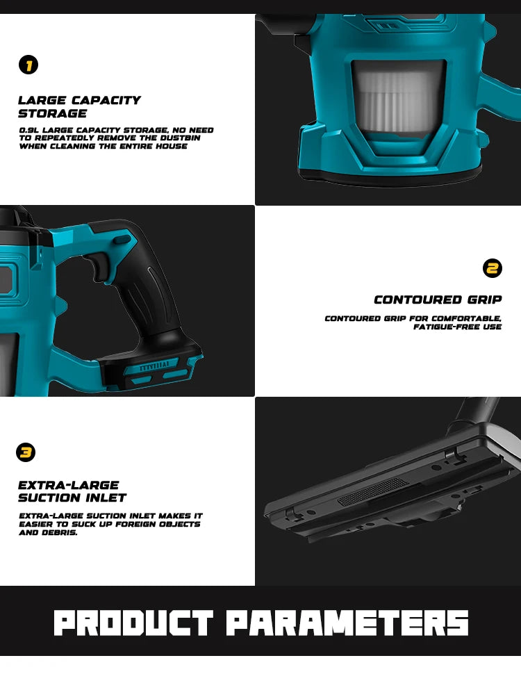 Makita Compatible 16000pa Cordless Electric Vacuum Cleaner Handheld Rechargeable Dry/Wet Dust Carpet Collector Machine for Makita 18v Battery Pin
