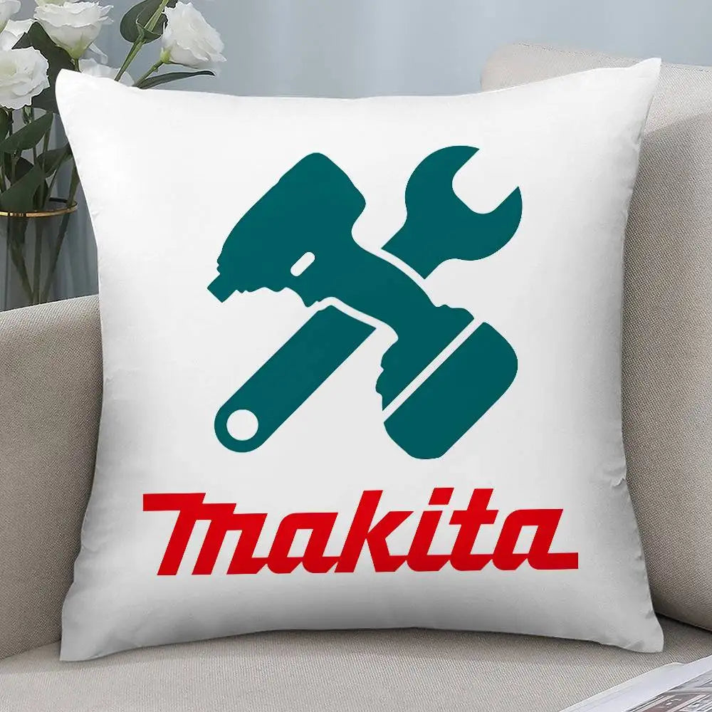 Makitas Pillow Case Short plush Double-sided Print Square Throw Pillow Covers Sofa Home Cushion Decor